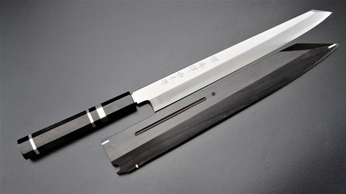 图片 赤澤  劍型柳刃(VG10) 白木作 配黑檀木刀鞘