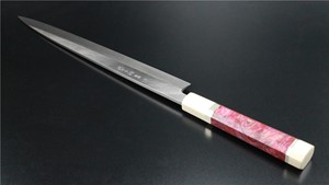 Picture of Izumimasa Ao-Ko Mizu Honyaki Yanagi with red wood handle 300mm  (SOLD OUT)