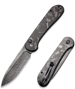 Picture of CIVIVI Pocket Folding Knife with 3.47" Damascus Blade Marble Carbon Fiber Handle, Button Lock Elementum Knife for EDC C2103DS-3