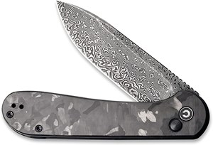 图片 CIVIVI Pocket Folding Knife with 3.47" Damascus Blade Marble Carbon Fiber Handle, Button Lock Elementum Knife for EDC C2103DS-3